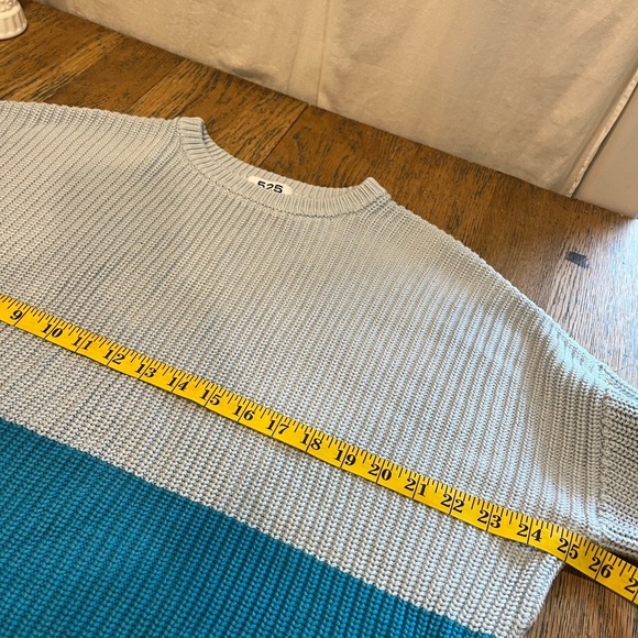 🩵 525 – Blue Colorblock Cotton Knit Sweater – Size M/L (based on measurements) - Picture 6 of 7